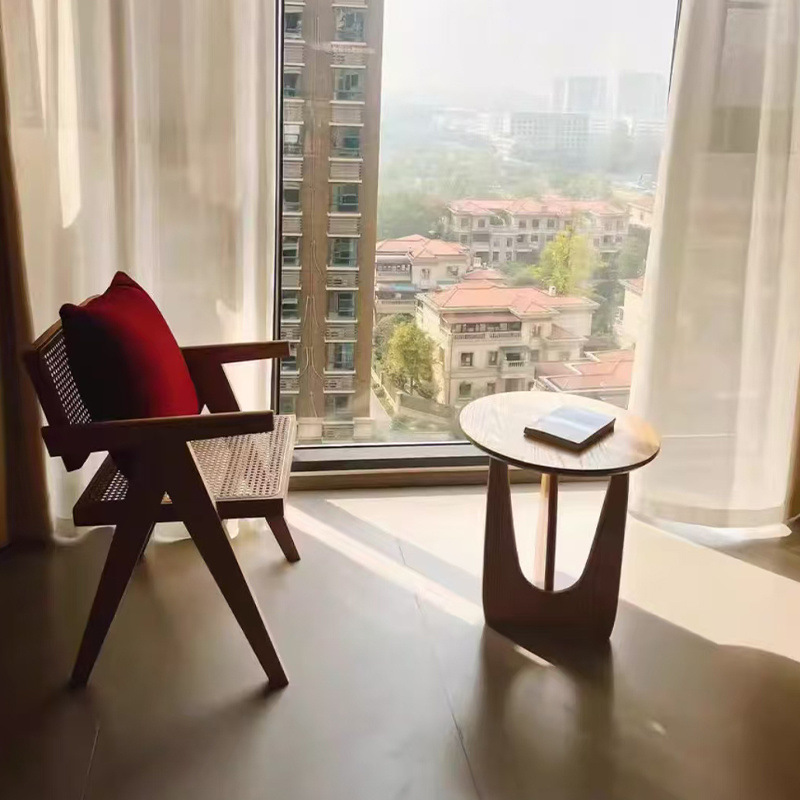 Sofá redondo nórdico de madera sólida, decoración doméstica, pequeño balcón, mesa redonda, esquina de café