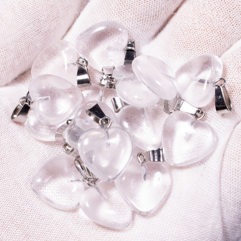 Transfronterizo Amazonas polvo de cristal caballo colgante 16mm pequeño corazón de melocotón regalo de día de San Valentín colgante de gemas naturales en forma de corazón