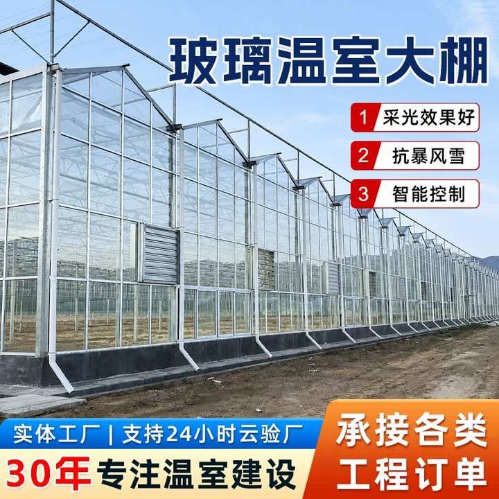 玻璃大棚农业花卉展览蔬菜育苗大棚骨架连栋观光智能玻璃温室大棚