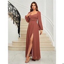 P 68604 V-neck Solid Color Dress ��ɫ�Y��ȹ �W���羳
