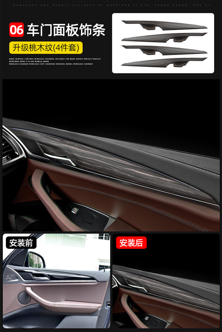 Suitable for BMW new X3/x4 car interior accessories iX3 peach wood grain modified central control gear panel decoration accessories