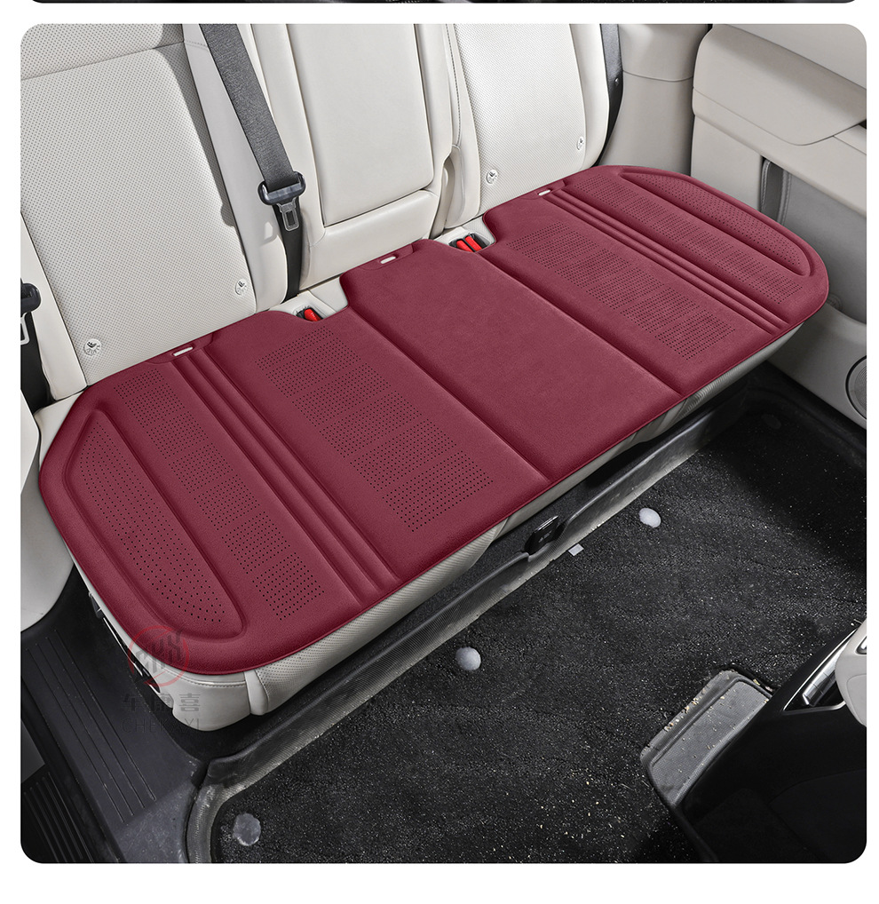 Car seat cushion for all seasons, single-piece seat pad, ventilated and breathable, made of latex and suede, semi-enclosed, non-slip, rear seat cushion