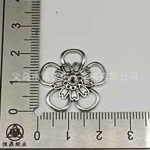 爆款热卖古风DIY发饰正方形双面镂空菊花  23*23mm合金饰品装饰