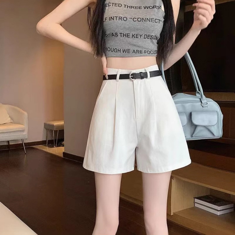 High-Waisted Suit Shorts for Women 2025 Spring & Fall New Korean Style Slim and High-End A-Line Wide-Leg Short Hot Pants for Small People High-Waisted Suit Shorts for Women 2025 Spring & Fall New Korean Style Slim and High-End A-Line Wide-Leg Short Hot Pants for Small People