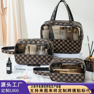 定制格子拼接款三件套化妆包大容量游泳包旅行防水收纳便携洗漱包