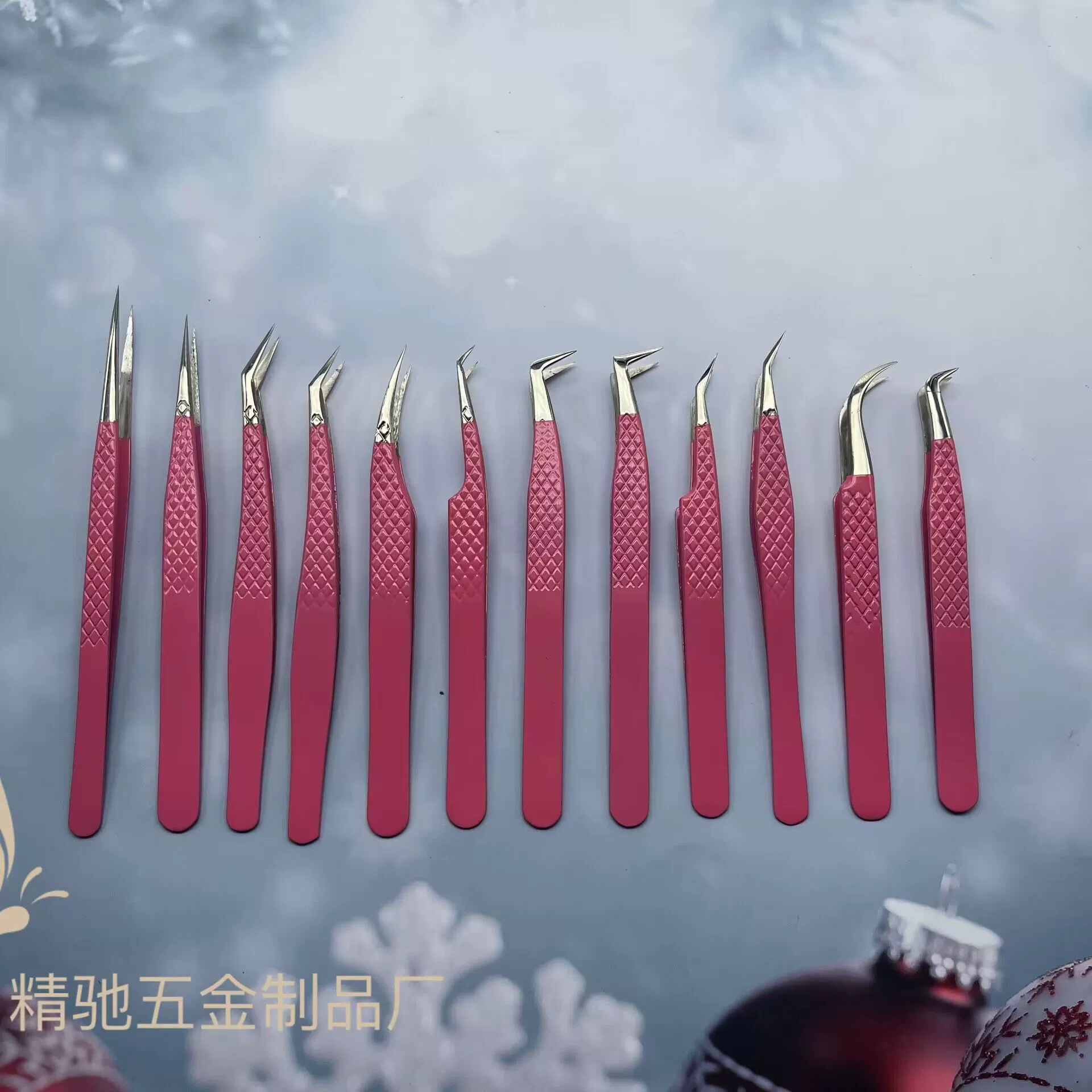 Eyelash extension, tweezers, eyelash curler
