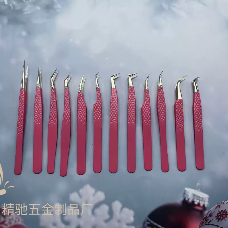 Eyelash extension, tweezers, eyelash curler