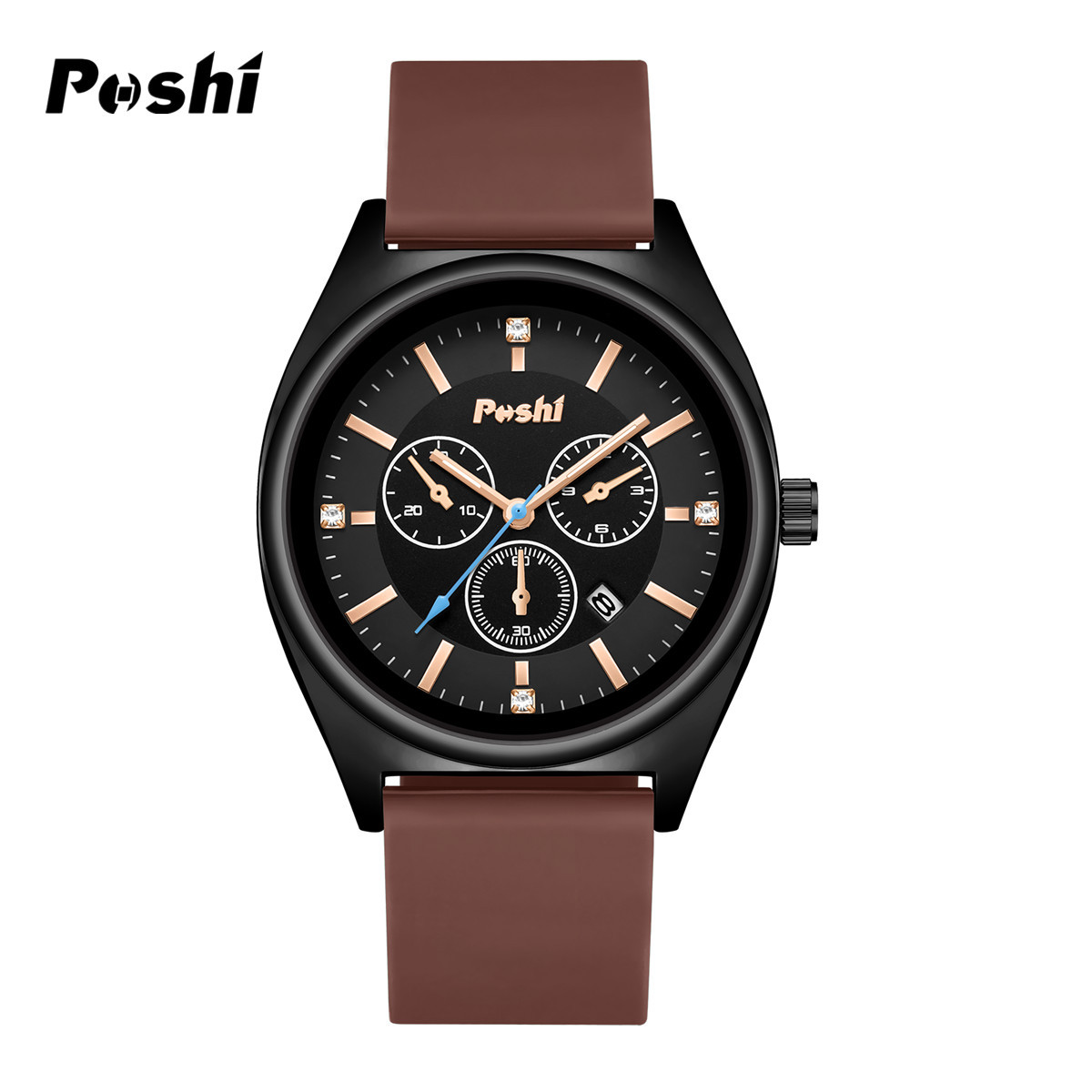 Reloj POSHI para mujer, transmisión en vivo transfronteriza, moda WATCH, calendario de cinta de silicona impermeable, reloj de cuarzo