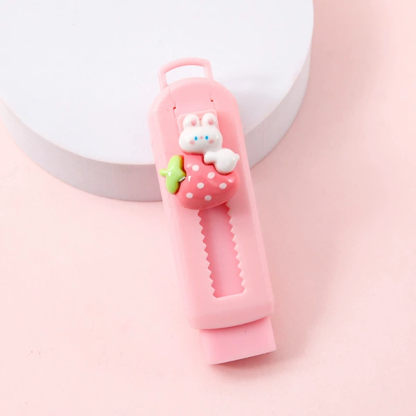 Pleated skirt, strawberry, eraser