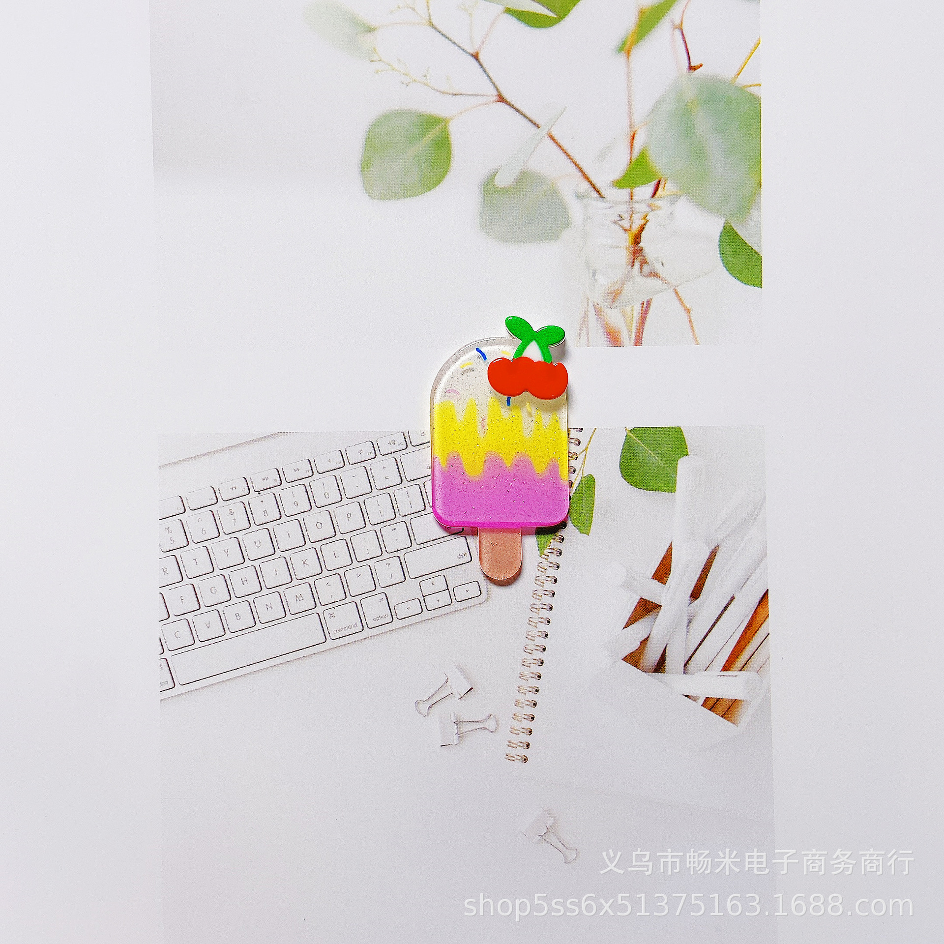 Creative Popsicle tridimensional parche acrílico de doble capa joyería de la cáscara del teléfono móvil con llavero bricolaje pendientes hechos a mano material