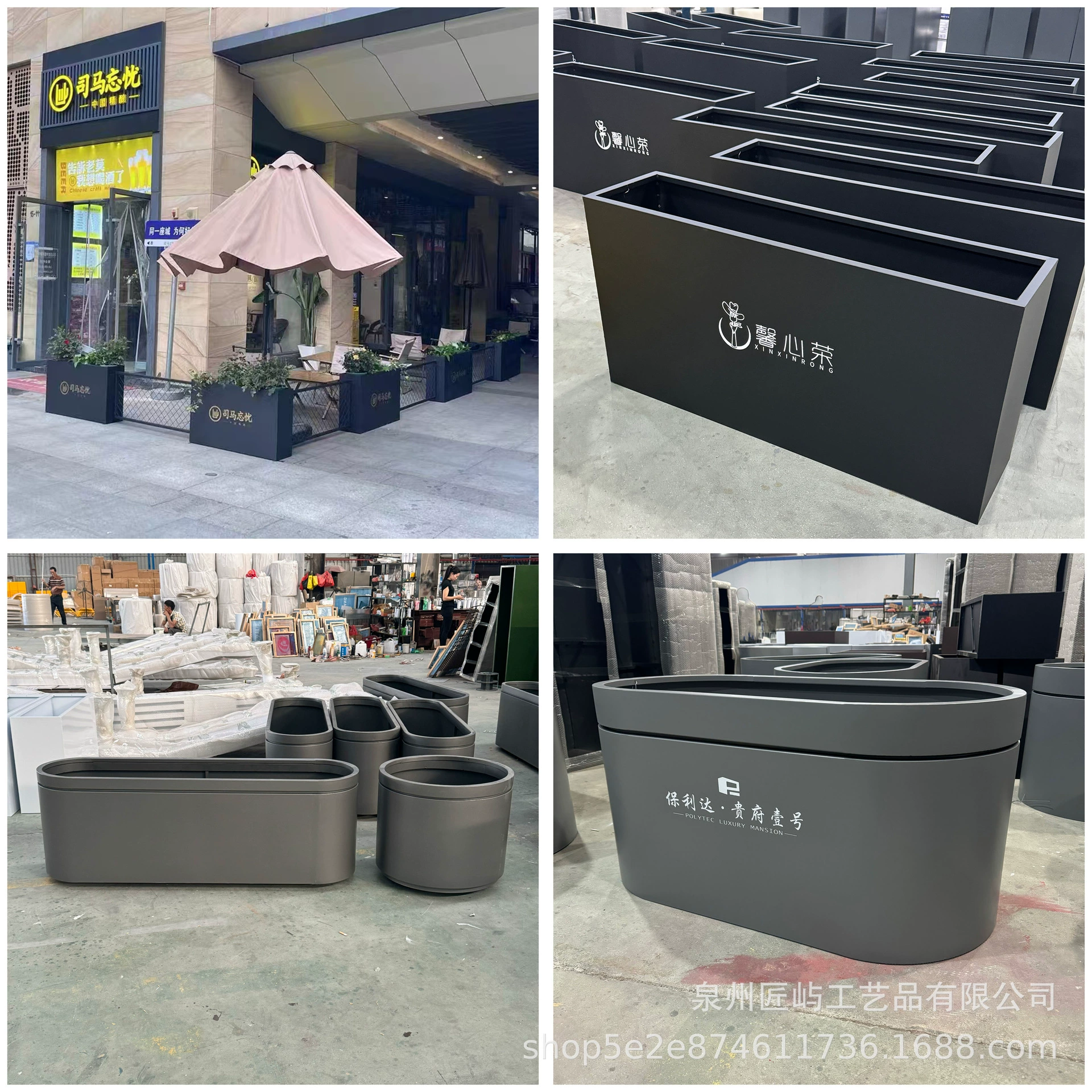 Открытый кованый цветочный ящик Комбинация Коммерческая улица Муниципальная перегородка Комбинация цветочных клумб из нержавеющей стали в отделе продаж кафе