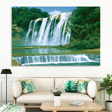 黄果树瀑布墙贴山水画海报流水生财自然风景家居客厅中堂现代装饰