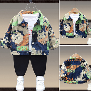 Boys' jacket spring and autumn 2024 new children's handsome casual Denim jacket spring top