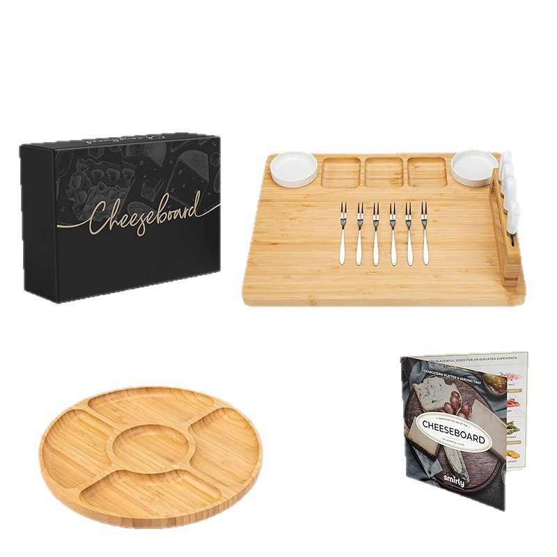 Spot tabla de queso de bambú con cuchillo bandeja de queso juego de bandeja de fruta de bambú tabla de cortar para hornear tabla de cortar