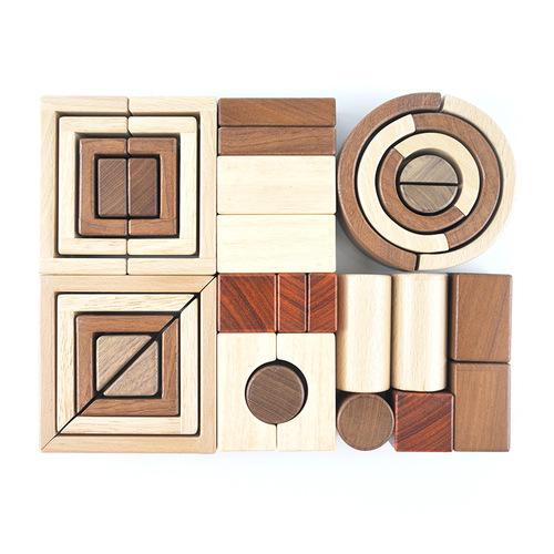 Colorful beech wood shape cognitive building blocks puzzle puzzle board early education educational wooden children's castle building Jenga toy