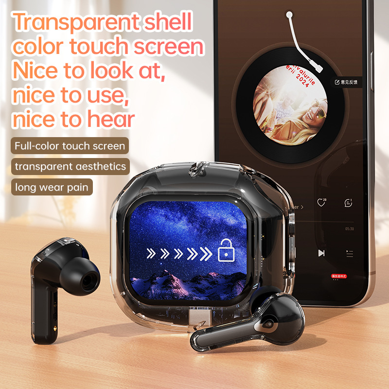 Cross-border Explosions Q20 Color Screen Wireless Bluetooth Headset Smart Touch Screen Transparent Warehouse Long Endurance Noise Reduction Headset