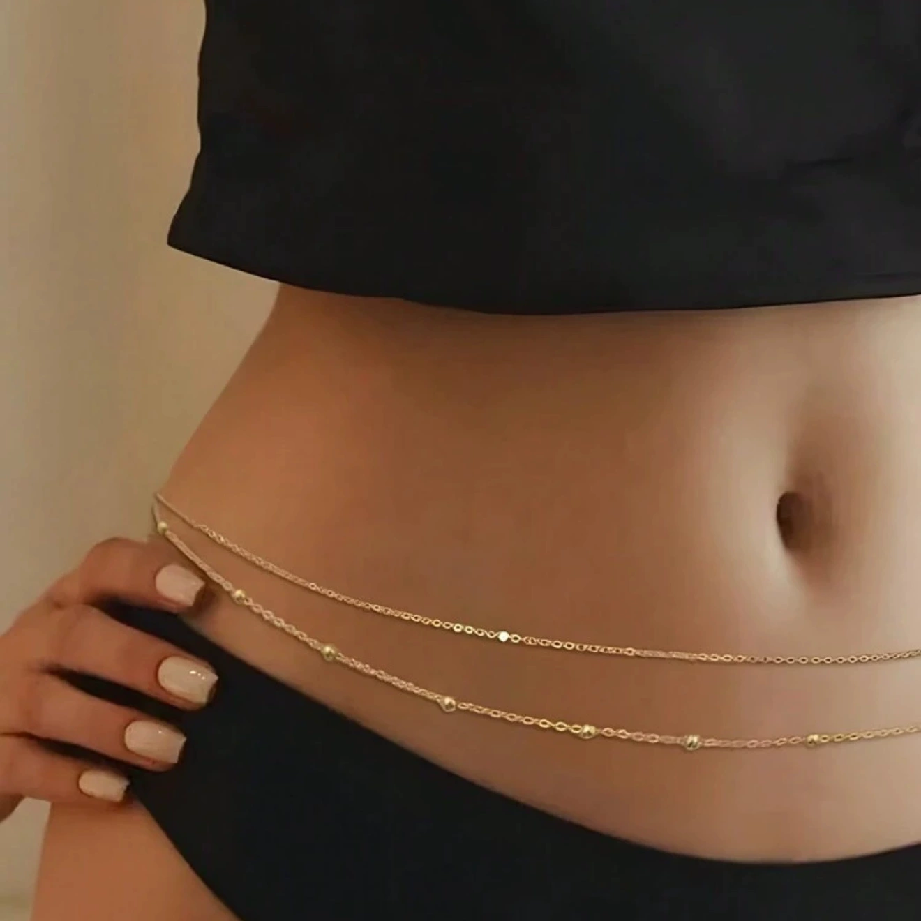 Европейские и американские трансграничные ювелирные изделия, модная сексуальная двухслойная цепочка для бикини, цепочка на талию, пляжная металлическая цепочка, простая цепочка для тела для женщин