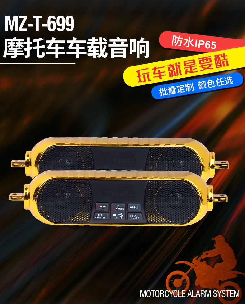 12V Power Supply with Bluetooth Handlebar Audio, Hands-Free Phone Answering, Mp3 Player, Motorcycle Audio Speaker