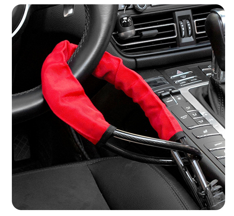 Car Steering Wheel Lock with Thick Steel Cable, Car-Specific Lock, Safety Belt Buckle Lock, Anti-Theft Car Lock