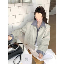 复古假两件皮衣外套女春季2025新款设计感拼接气质高端皮短夹克