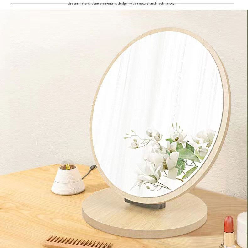 Espejo de maquillaje de escritorio de madera HD de un solo lado espejo de tocador de escritorio dormitorio regalo de cumpleaños con letras