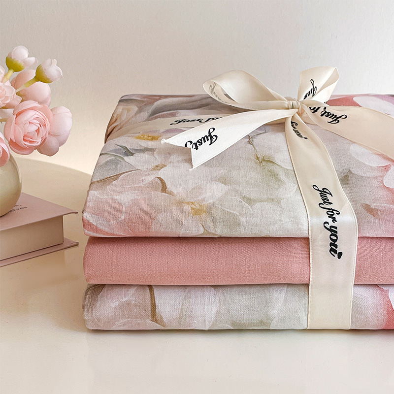 Nuevo juego de cuatro piezas de cama de hilo de doble capa Clase A, algodón puro, 2025, nuevo juego de sábanas con funda de edredón, ropa de cama de tres piezas