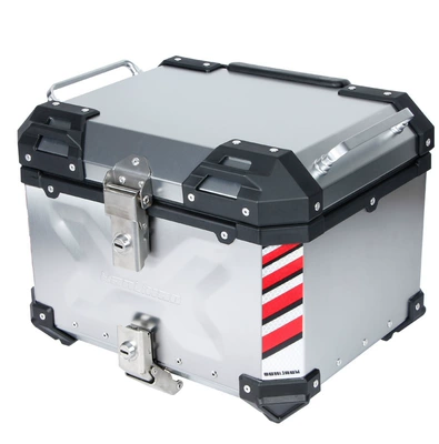 Motorcycle trunk box battery car rear tail - e70-aluminum-alloy-silver-case-silver-cover-send-to-install-base-plate