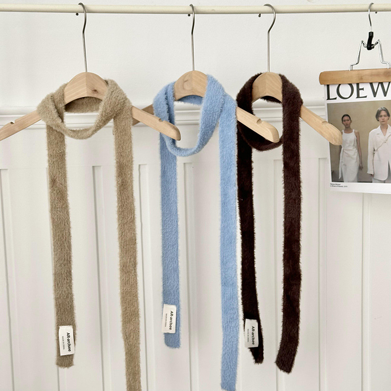 Bufandas de invierno de alta calidad nicho de diseño de lana estrecha decoración de color sólido bufandas de invierno cálidas bufandas al por mayor