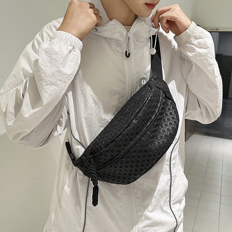 Men's Chest Bag with a Stylish Woven Design, Simple Solid Color Shoulder Bag, Trendy Crossbody Bag, Commuter Student Waist Bag Men's Chest Bag with a Stylish Woven Design, Simple Solid Color Shoulder Bag, Trendy Crossbody Bag, Commuter Student Waist Bag