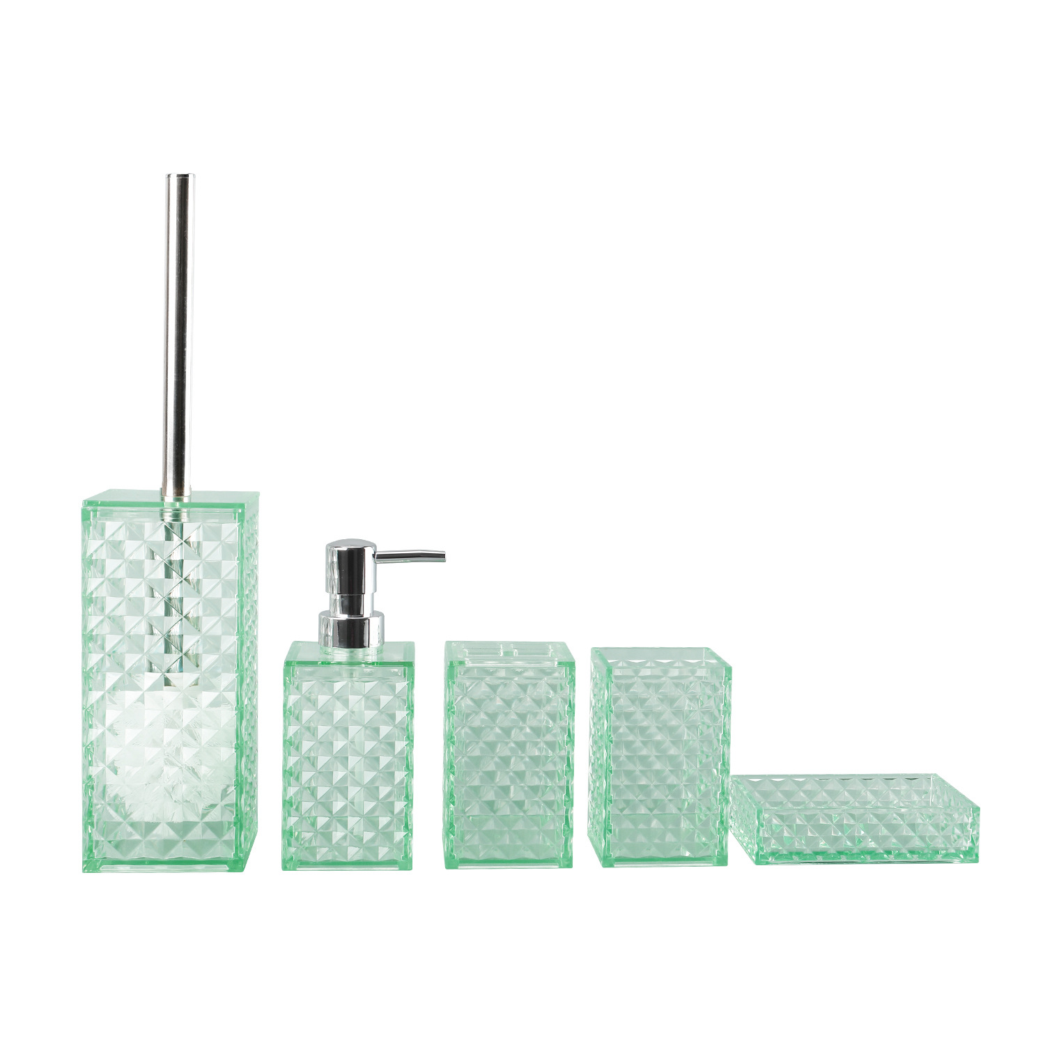 Cuarto de baño de plástico de cinco piezas redondo corrugado fábrica al por mayor de lavado de cinco piezas de baño enjuague bucal cepillo de dientes Copa conjunto de cinco piezas