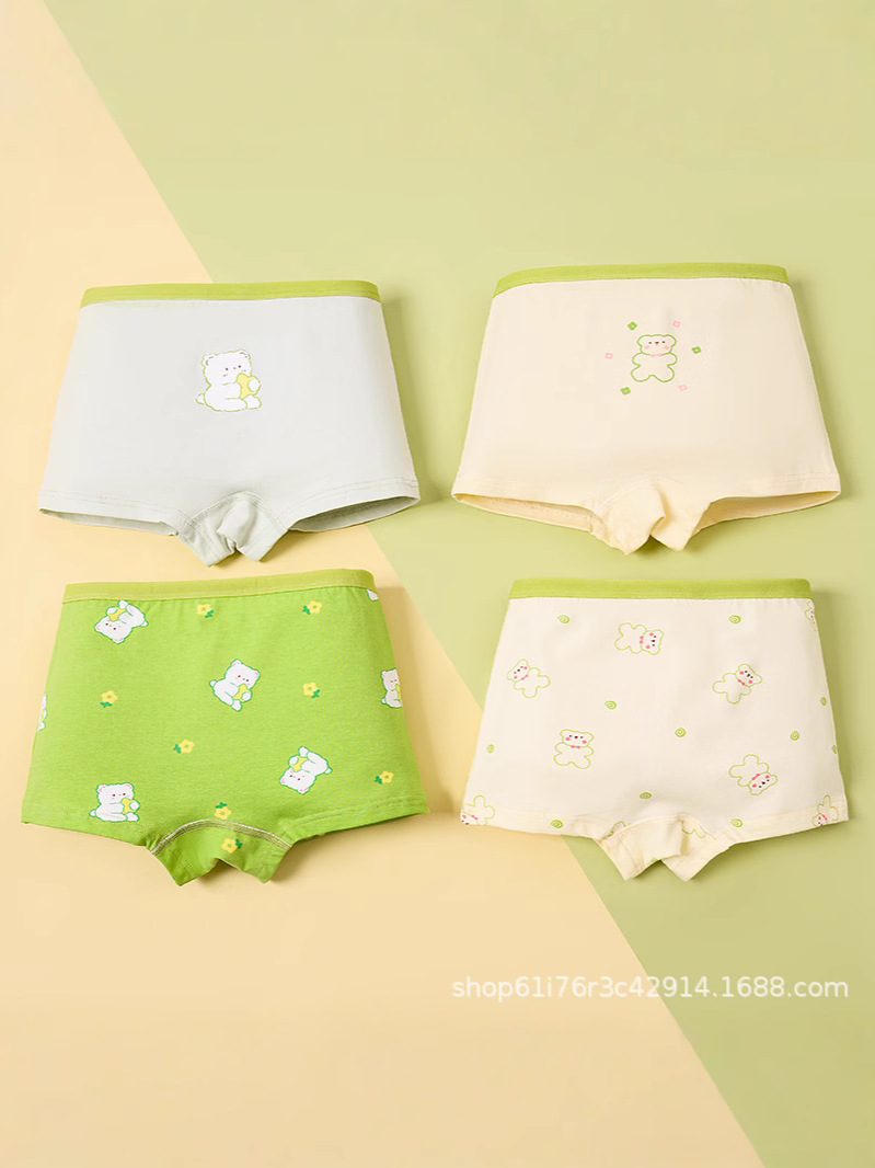 Cross-Border Girls' Cartoon Cute Pure Cotton Boxer Briefs, Comfortable Antibacterial Little Girl's Breathable Boxer Shorts Wholesale Children's Style