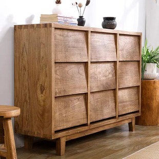 Retro Old Elm Chest of Drawers Sideboard with Drawers Living Room Storage Cabinet Living Room Wall Storage Cabinet Storage Cabinet