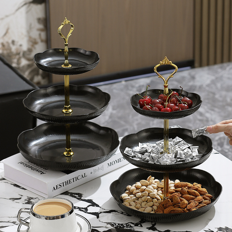 Three-Layer Fruit Plate Cashier Front Desk Reception Fruit Plate Light Luxury Internet Celebrity Candy Plate Office Plastic Decorative Plate