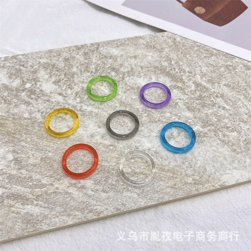 2022 Corea del Sur nuevo anillo fino de resina anillo de color caramelo estilo elegante anillo de moda personalizado anillo de dedo índice