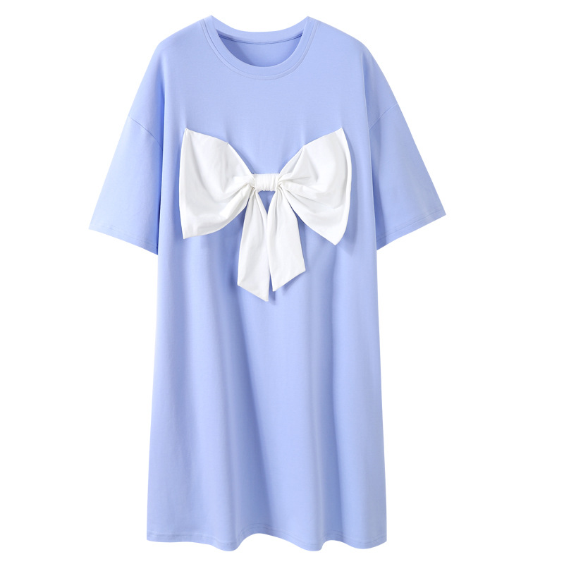 Camisón de algodón verano manga corta delgada 2023 nuevo estudiante lindo arco suelta Chanel estilo Pijamas