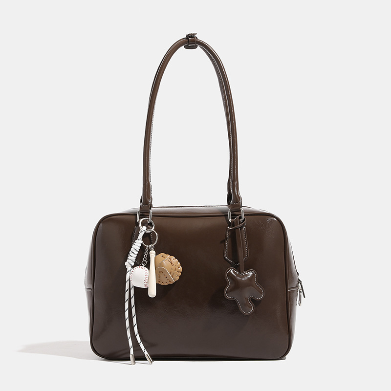 Valencia Original Genuine Leather Beta Bag Niche Retro Bowling Bag For Women New Large Capacity Shoulder Crossbody Bag - Thumbnail 3