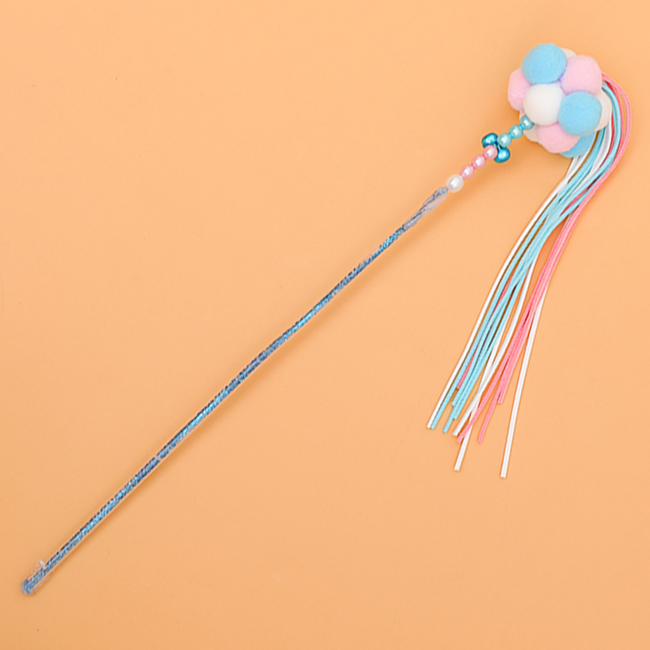 En línea celebridad acrílico cuentas de hadas divertido gato palo gato juguete borla Bell suministros para mascotas gato juguete al por mayor