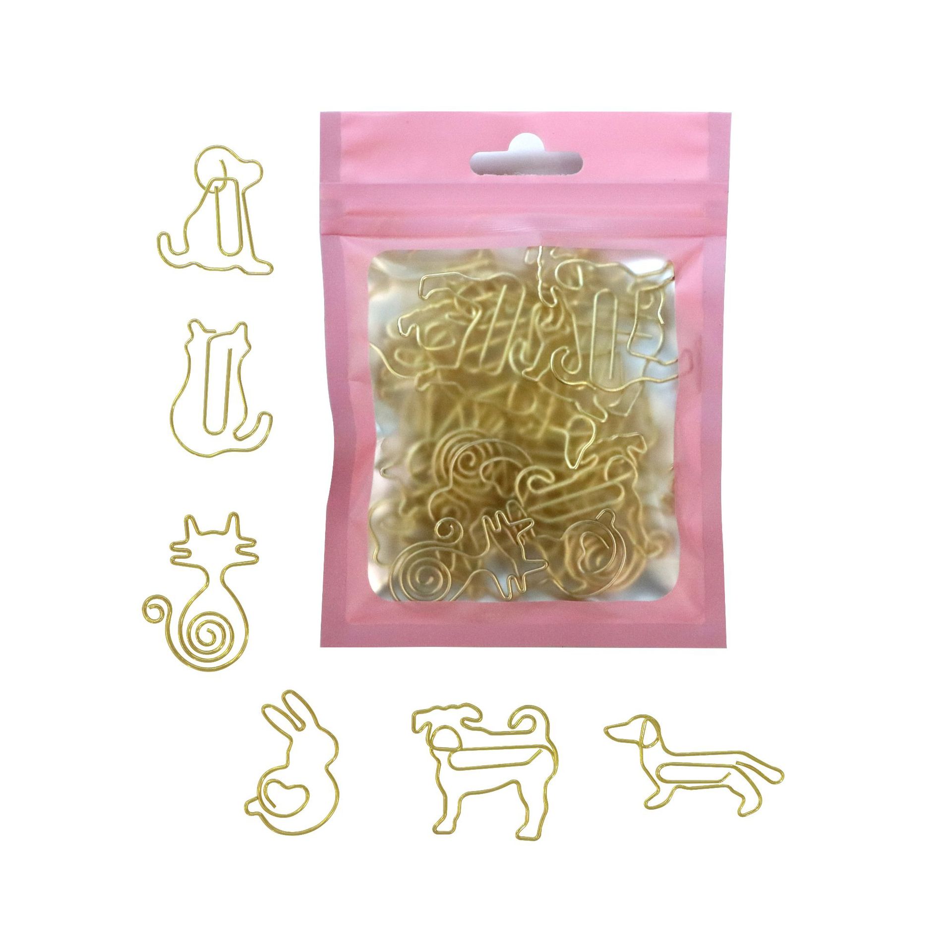 Los clips de papel de color de Venta caliente transfronteriza se adaptan a clips de papel creativos de forma especial clips de papel bolsa ciega 30 paquetes de Oficina Creativa