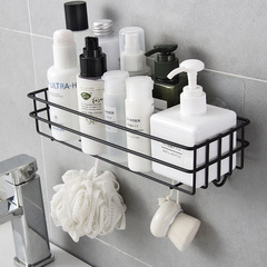Bathroom rack black wall-mounted iron bathroom rack towel rack punch-free shower gel storage rack