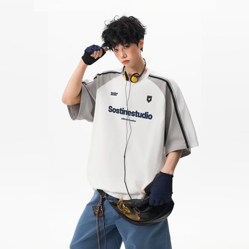 American Splicing Contrasting Color Raglan T-Shirt Men's Summer Preppy Style Couple Wear Short-Sleeved Letter Print Small Neckline Half-Sleeve American Splicing Contrasting Color Raglan T-Shirt Men's Summer Preppy Style Couple Wear Short-Sleeved Letter Print Small Neckline Half-Sleeve