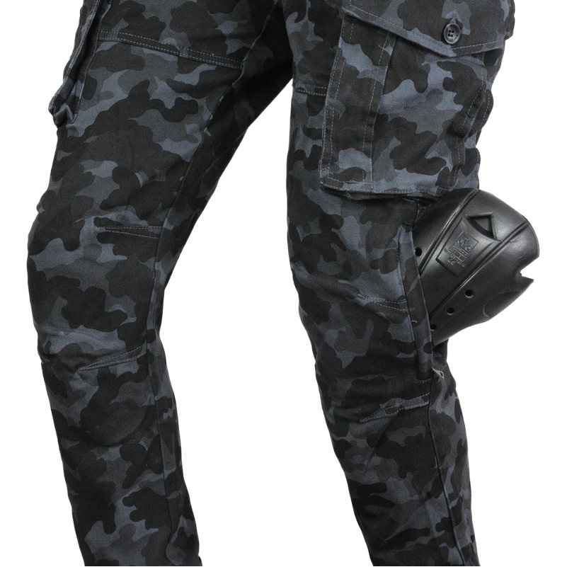Pantalones de motocicleta Four Seasons pantalones casuales delgados monos de camuflaje negro pantalones de montar en motocicleta hombres y mujeres equipo de protección ajustable