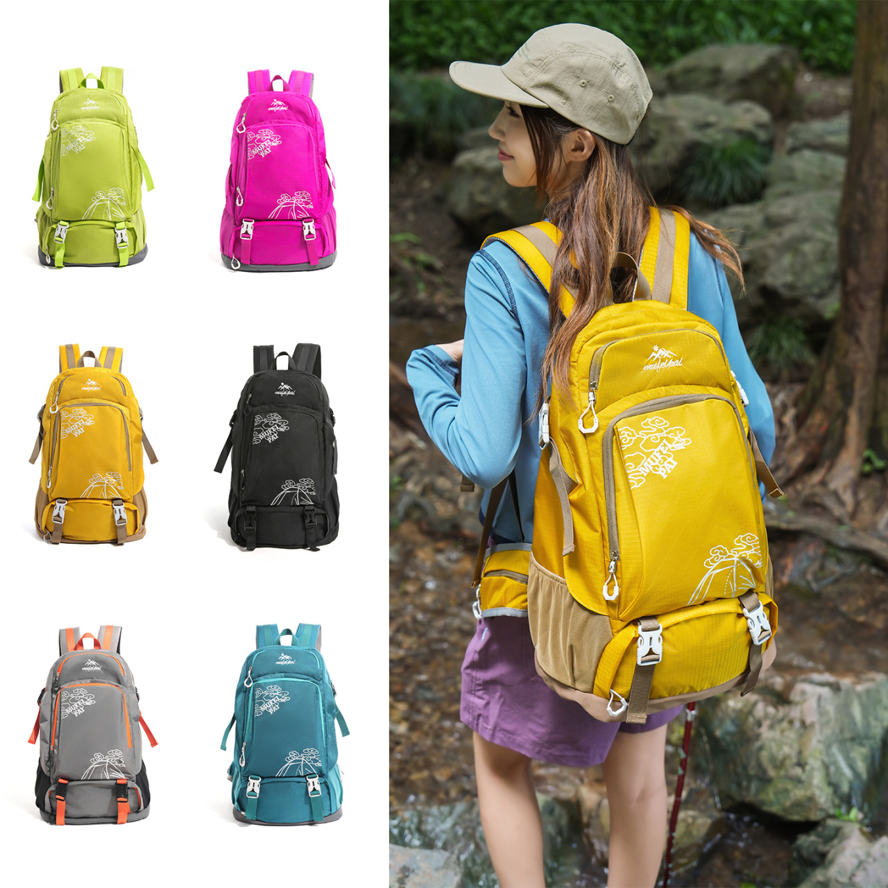 40L large-capacity outdoor hiking backpack, unisex, suitable for trekking, waterproof, wear-resistant, and lightweight for easy travel