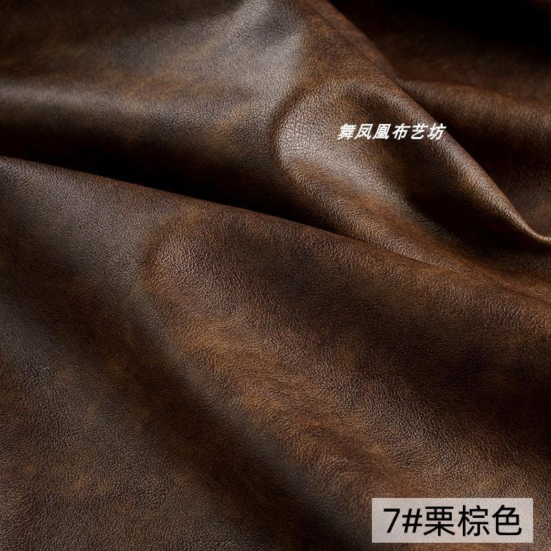 Chestnut Brown Vintage Distressed Leather - Soft Waterproof PU Fabric for European & American Style Leather Jackets, Skirts, and Trendy Bags - Thumbnail 2