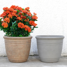 环球新款大口径复古仿石头花盆加厚树脂欧式雕花盆大型植物种植盆