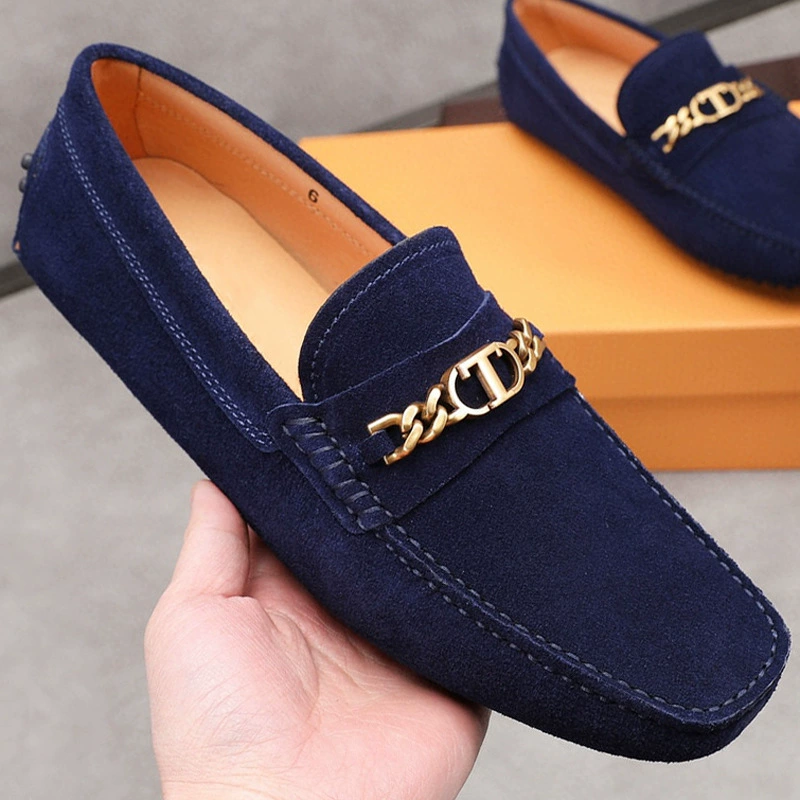 Роскошные брендовые высококачественные мужские замшевые лоферы без шнуровки из натуральной кожи, осенние новые модные туфли