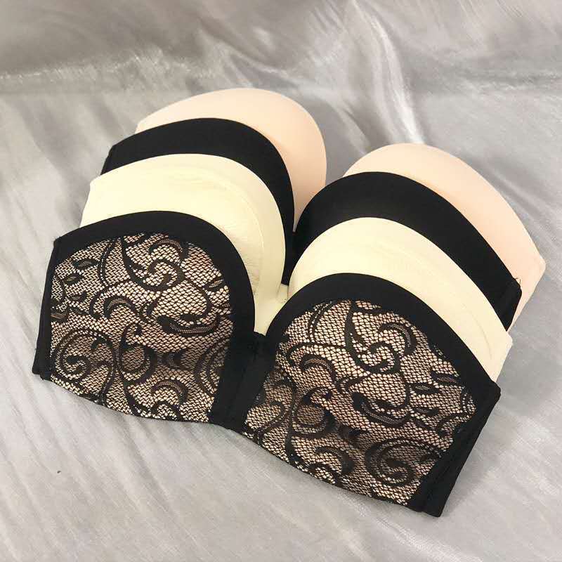 New Lace Miracle Strapless Bra, Safe and Super Non-Slip Summer Invisible Bra Without Rims Push-Up Bra