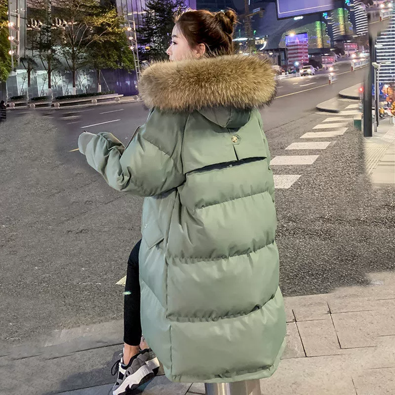 Long winter down jacket with down for students, mid-length, 2024 years, plus size, Korean style, oversize