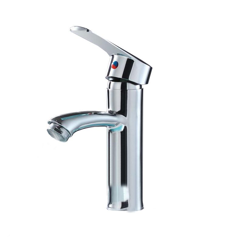 Lavabo plateado de acero inoxidable, grifo frío y caliente, lavabo, mueble de baño, grifo redondo, venta al por mayor