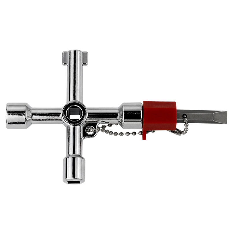 Llave de llave de cuatro esquinas triangular interior cuatro en uno elevador gabinete de control eléctrico puerta mosquitera válvula llavero chal