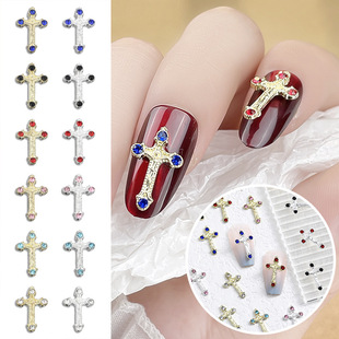Cross-Border Retro Alloy Nail Art Jewelry Cross Diamond Series Nail Art Jewelry Three-Dimensional Nail Decoration Accessories